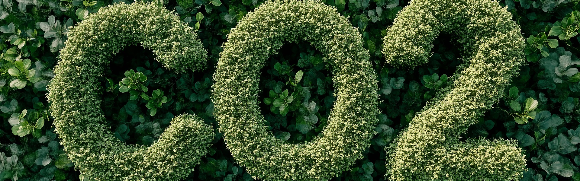 CO2 aus grünen Pflanzen auf dichtem grünen Busch